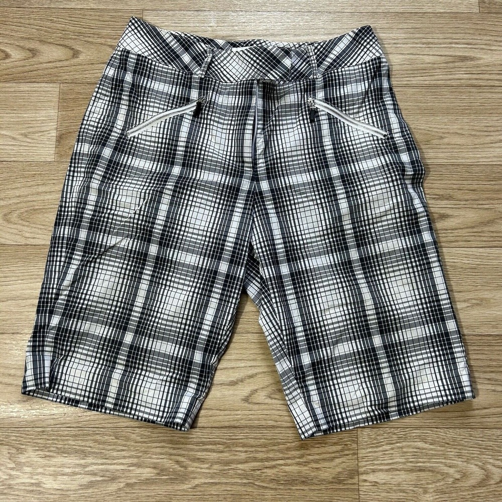 Blain Cartwright Plaid Shorts Womens Size 8 Black White Tartan Summer